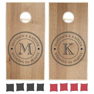 Light Birch Wood Wedding Monogram Cornhole Set