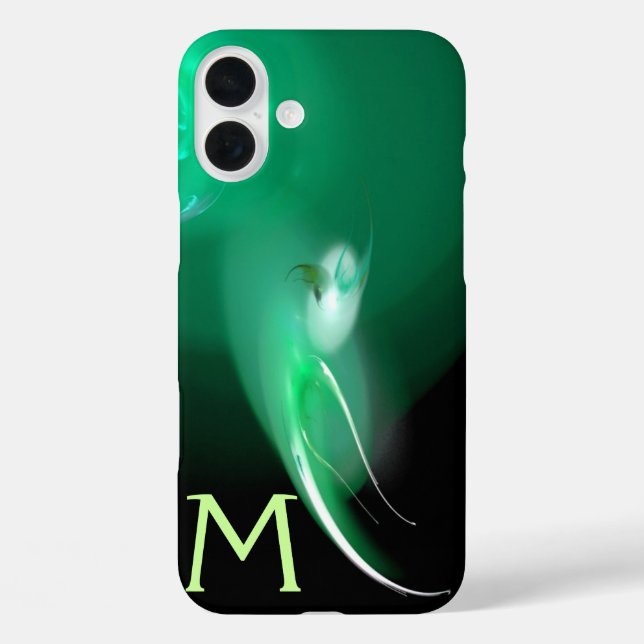 LIGHT BIRD / BLACK AND GREEN ABSTRACT MONOGRAM Case-Mate iPhone CASE (Back)