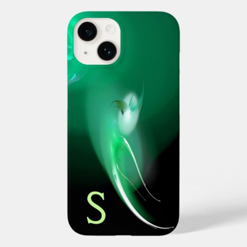 LIGHT BIRD  BLACK AND GREEN ABSTRACT MONOGRAM Case_Mate iPhone 14 CASE