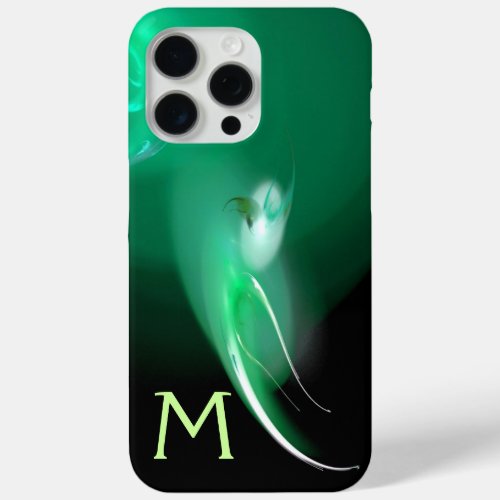 LIGHT BIRD  BLACK AND GREEN ABSTRACT MONOGRAM iPhone 15 PRO MAX CASE