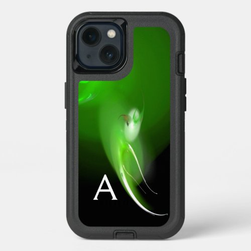 LIGHT BIRD IN GREEN BLACK FRACTAL MONOGRAM iPhone 13 CASE