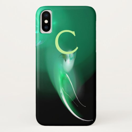 LIGHT BIRD IN GREEN MONOGRAM iPhone X CASE