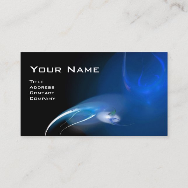 LIGHT BIRD MONOGRAM Vibrant black blue Business Card (Front)