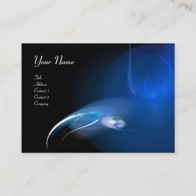 LIGHT BIRD MONOGRAM Vibrant black blue white Business Card (Front)