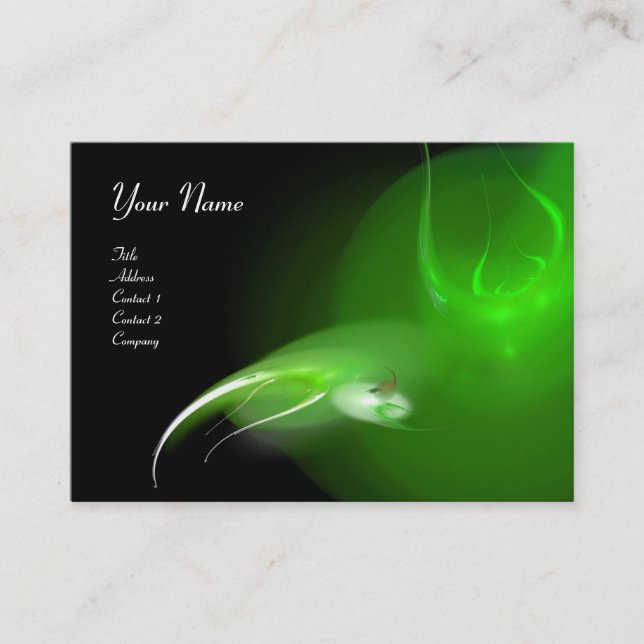 LIGHT BIRD MONOGRAM Vibrant black green Business Card (Front)
