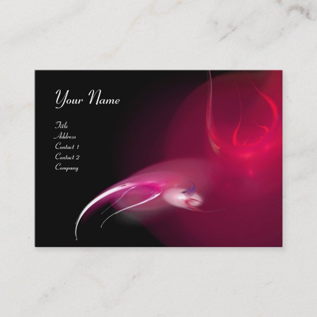 LIGHT BIRD MONOGRAM Vibrant black pink red Business Card (Front)