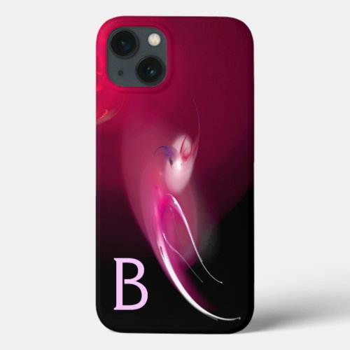 LIGHT BIRD  PINK FUCHSIA BLACK ABSTRACT MONOGRAM iPhone 13 CASE