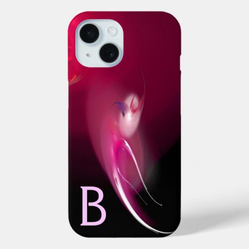 LIGHT BIRD  PINK FUCHSIA BLACK ABSTRACT MONOGRAM iPhone 15 CASE