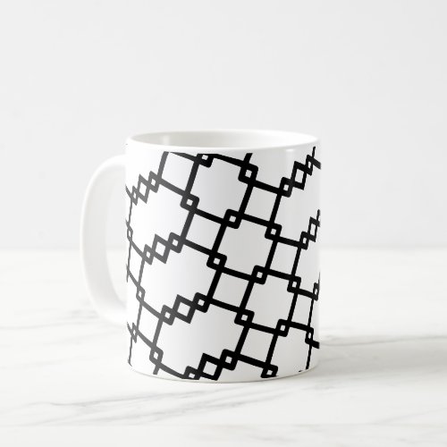 Light Black Lines and White Rectangles Pattern Coffee Mug
