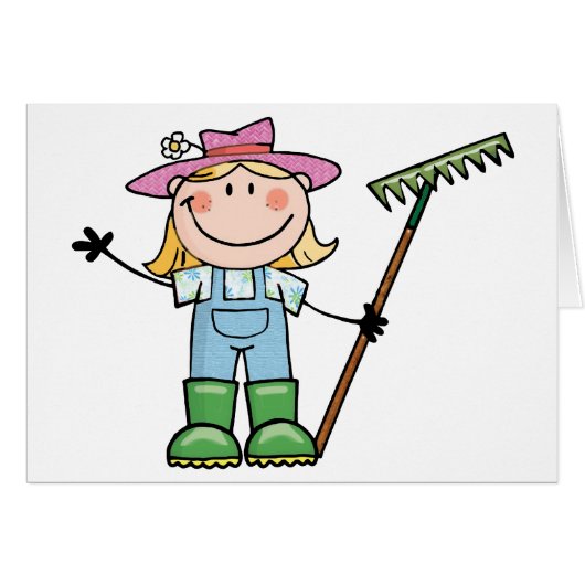 Light Blonde Gardener with Pink Hat Cards (Front Horizontal)