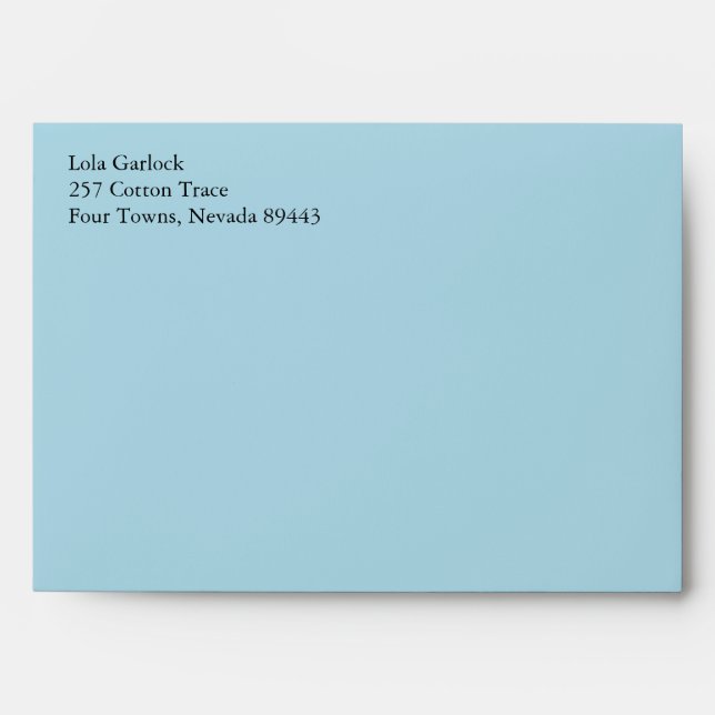 Light Blue A7 5x7 Envelopes With Return Address (Front)