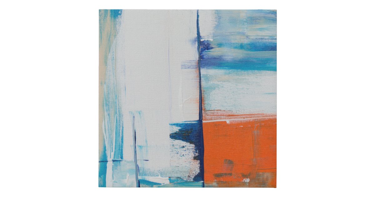Light Blue Abstract Acrylic Painting Faux Canvas Print Zazzle Com