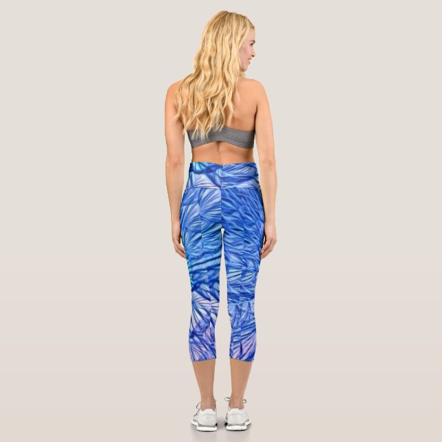 Light blue Abstract High Waisted Capris (Back)