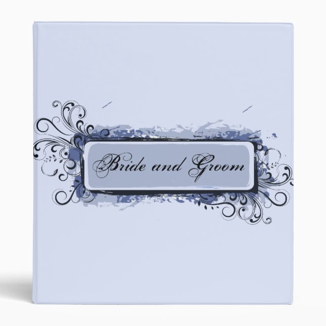 Light Blue Abstract Swirls Wedding Binder (Front)
