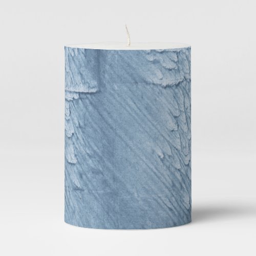 Light blue abstract watercolor art pillar candle