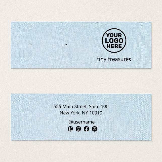 Light Blue Add Logo Stud Earring  Display Card (Front & Back)
