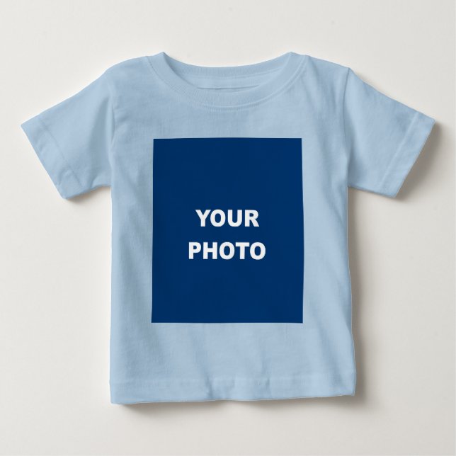 Light Blue Add Your Image Photo Picture Logo Baby T-Shirt (Front)