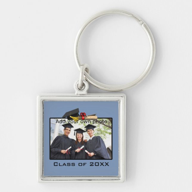 Light Blue Add your Photo / Year Graduation Keychain (Front)