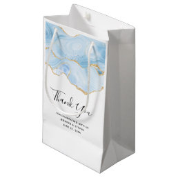 Light Blue Agate with Gold Glitter Thank You Small Gift Bag