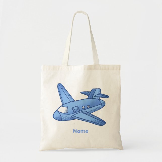 Light Blue Airplane Tote Bag (Front)