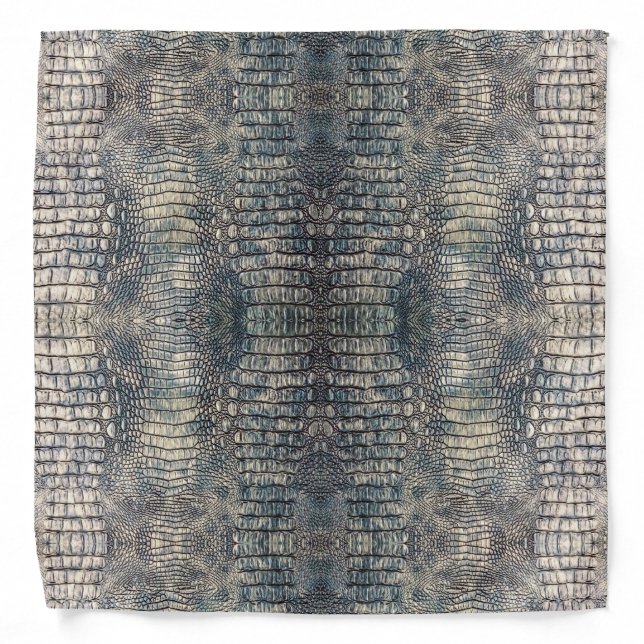 Light Blue Alligator Leather  Bandana (Front)