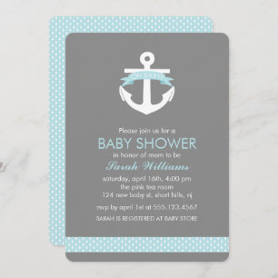 Light Blue Anchor Nautical Boy Baby Shower Invitation