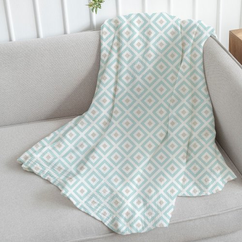 Light Blue and Beige Pattern Fleece Blanket