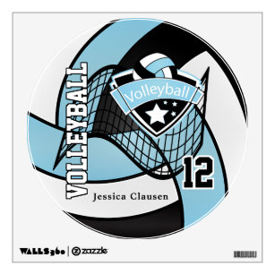 Light Blue and Black Allstar Volleyball Wall Decal