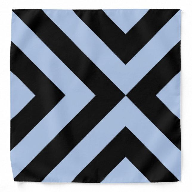 Light Blue and Black Chevrons Bandana (Front)