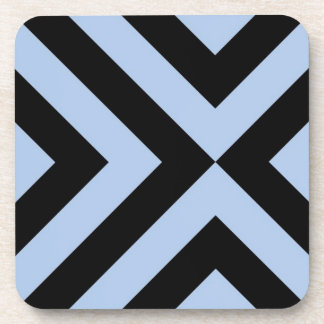 Light Blue and Black Chevrons Beverage Coaster