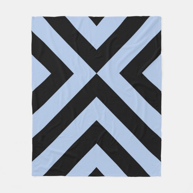 Light Blue And Black Chevrons Fleece Blanket (Front)