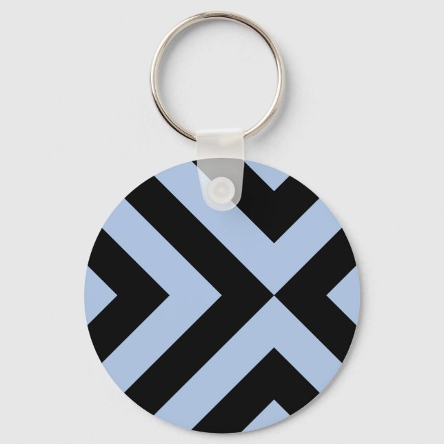 Light Blue and Black Chevrons Keychain (Front)