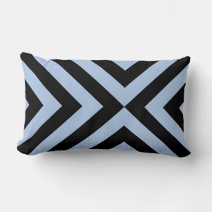 Light Blue and Black Chevrons Lumbar Pillow