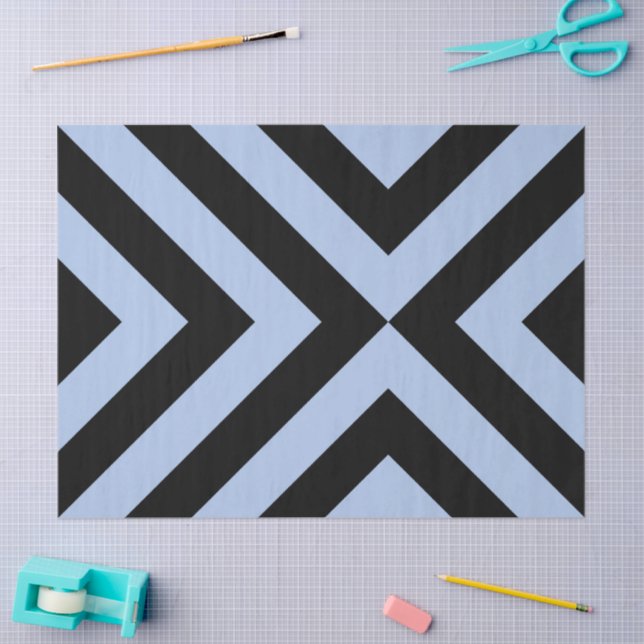 Light Blue and Black Chevrons Tissue Paper (Craft)