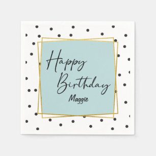 Light Blue and Black Confetti Dots Birthday Napkins