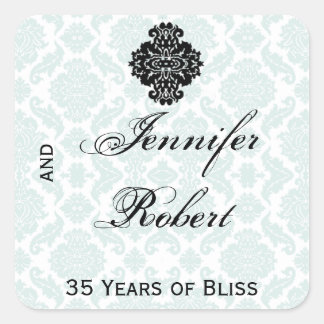 Light Blue and Black Damask Envelope Seal
