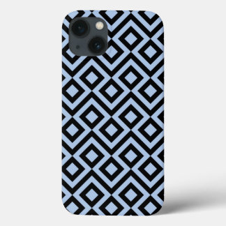 Light Blue and Black Meander iPhone 13 Case