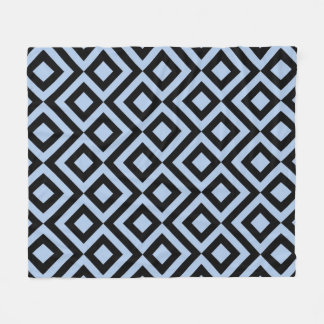 Light Blue and Black Meander Fleece Blanket