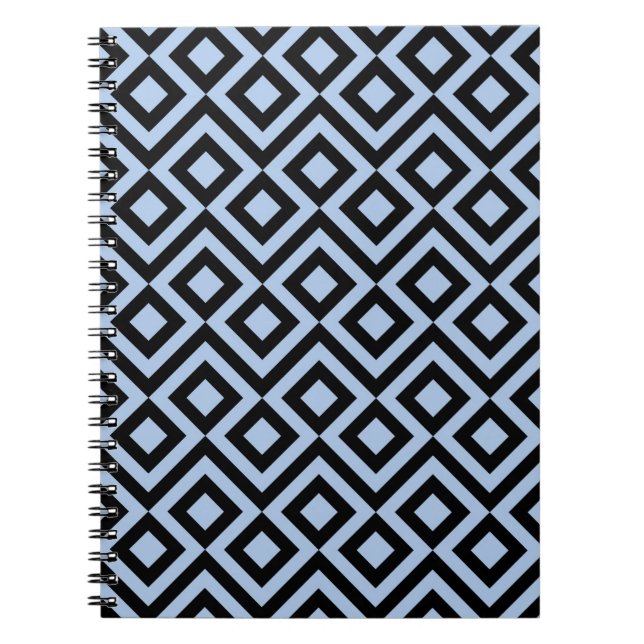 Light Blue And Black Meander Notebook (Front)