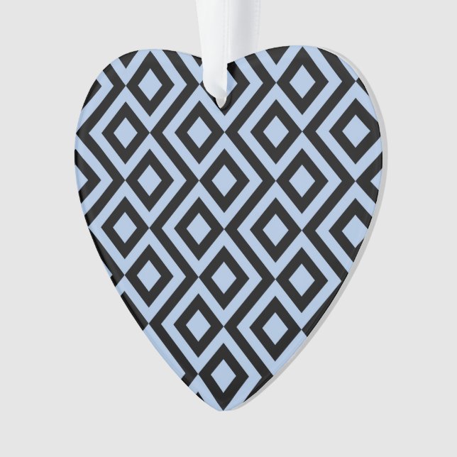 Light Blue And Black Meander Ornament (Front)