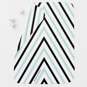 Light Blue and Black Stripes Pattern Personalized Baby Blanket