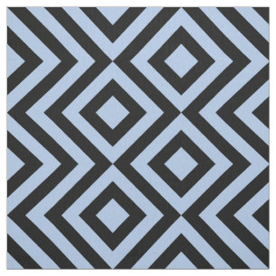 Light Blue and Black Zigzags & Diamonds Geometric Fabric