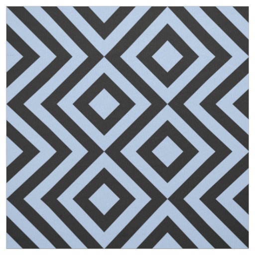 Light Blue and Black Zigzags & Diamonds Geometric Fabric
