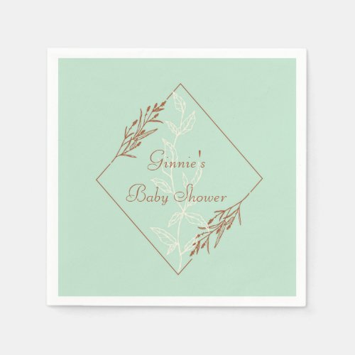 Light Blue and Brown Baby Shower Paper Napkin