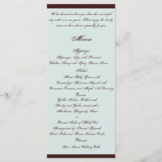 Light Blue and Brown Paisley Wedding Menu