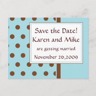 Light Blue and Chocolate Save the Date! Announcement Postcard