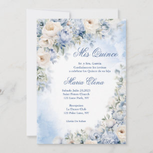 Light Blue and Cream Color Roses. Invitation