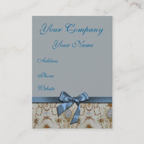 Light Blue and Cream Damask  Business Card