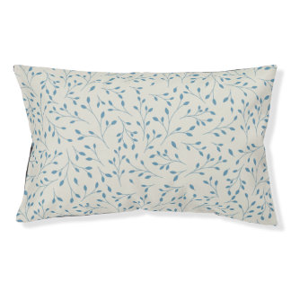 Light Blue and Cream Delicate Botanical Vine Patte Pet Bed
