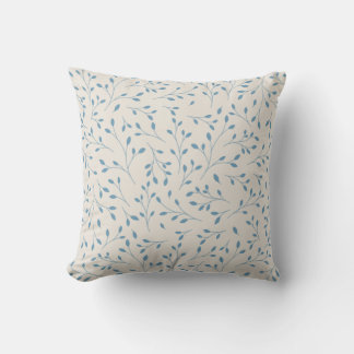 Light Blue and Cream Delicate Botanical Vine Patte Throw Pillow